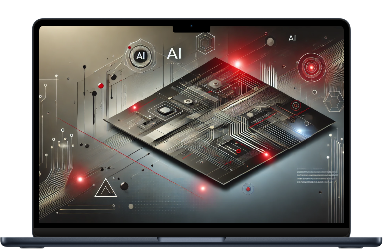Macbook Pro with AI on the screen